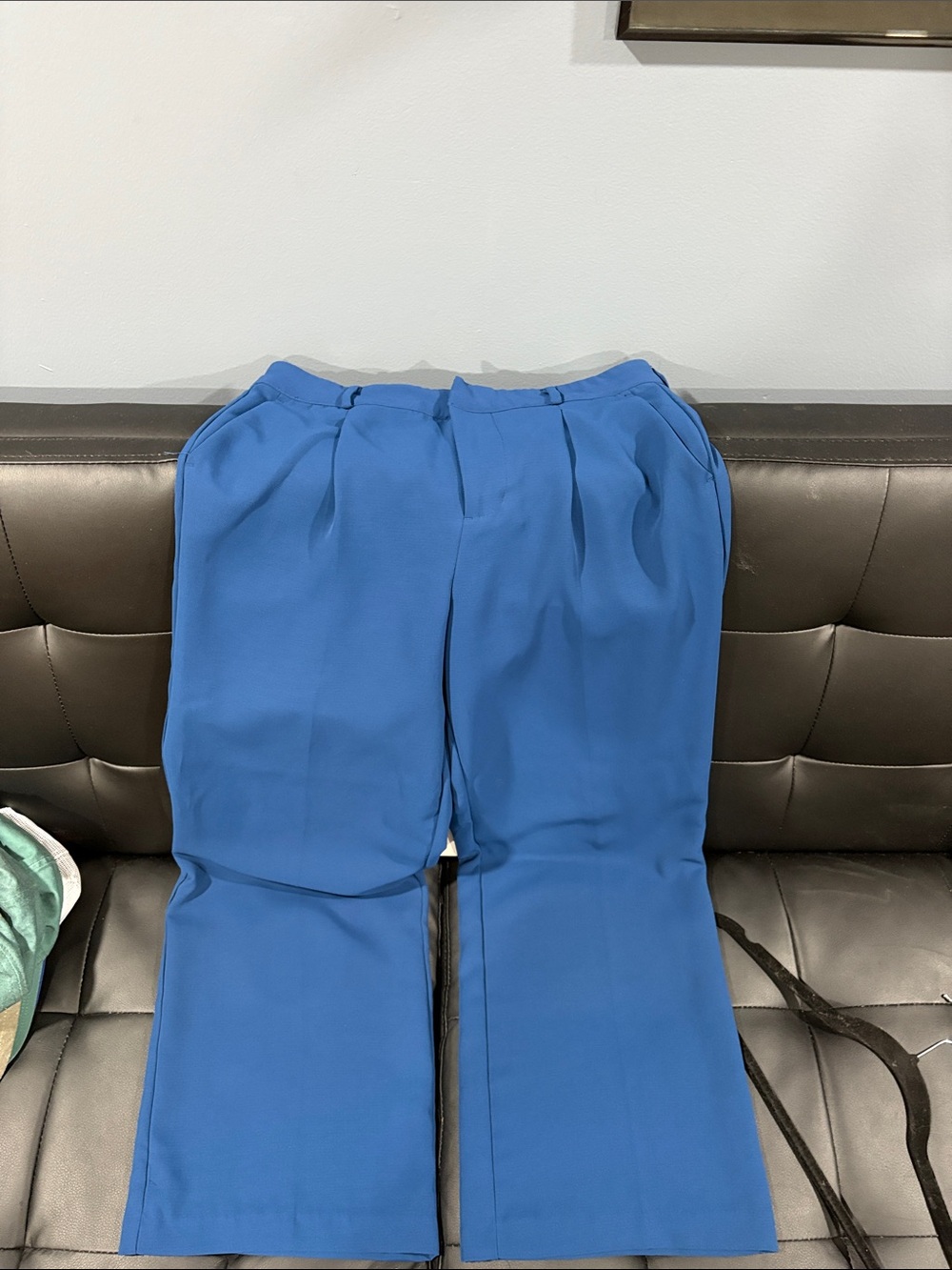 Women's Blue Tailored Pleat-Front Trousers